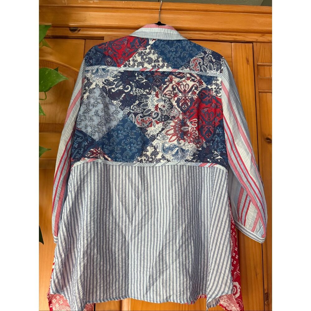 John Mark Patchwork Button-Up Shirt Striped & Pai… - image 6
